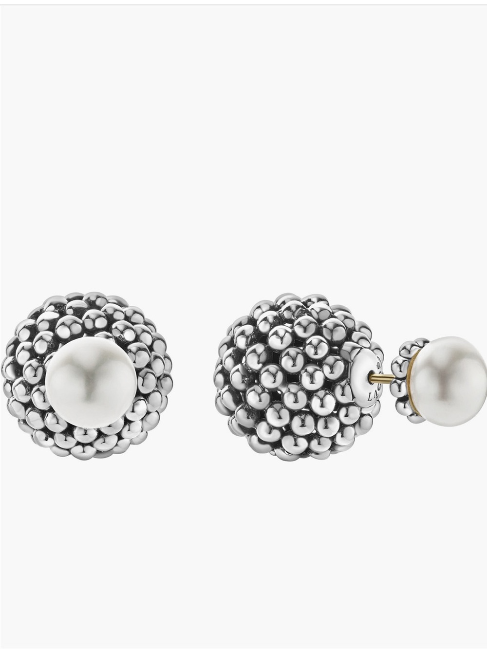 LAGOS Silver Pearl Cluster Double-Face Stud Earrings